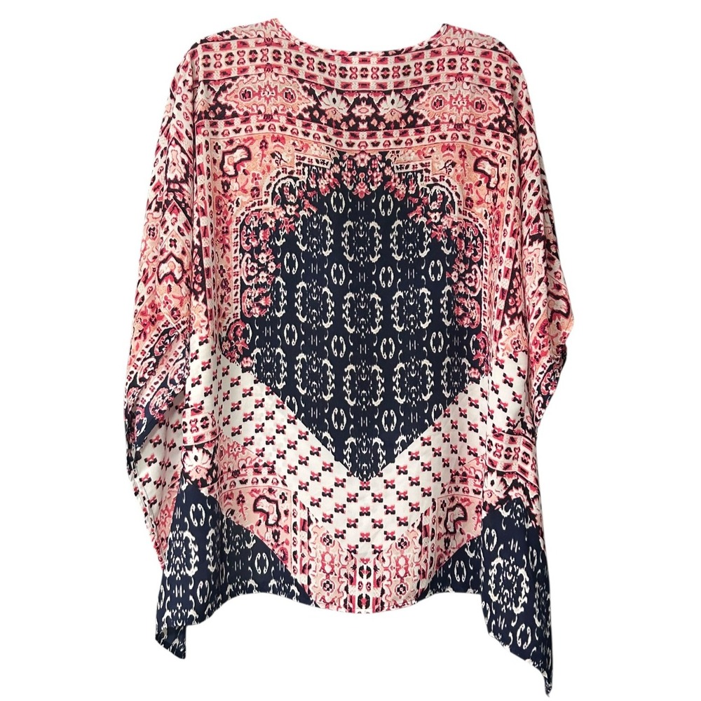 Dana Buchman Tunic Womens Sz L White Red Pink Blue Sleeveless Loose Relaxed Fit - Picture 2 of 8
